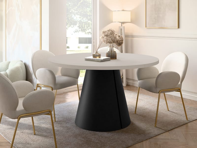 Aurion Spisebord rundt udtrækkeligt 100-174 cm - Sort, beige - Møbler - Borde - Spisebord og køkkenbord