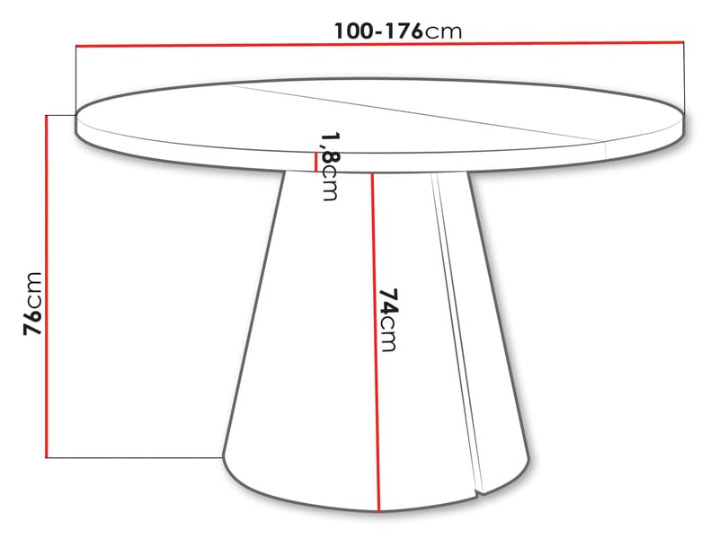 Aurion Spisebord rundt udtrækkeligt 100-174 cm - Sort, beige - Møbler - Borde - Spisebord og køkkenbord