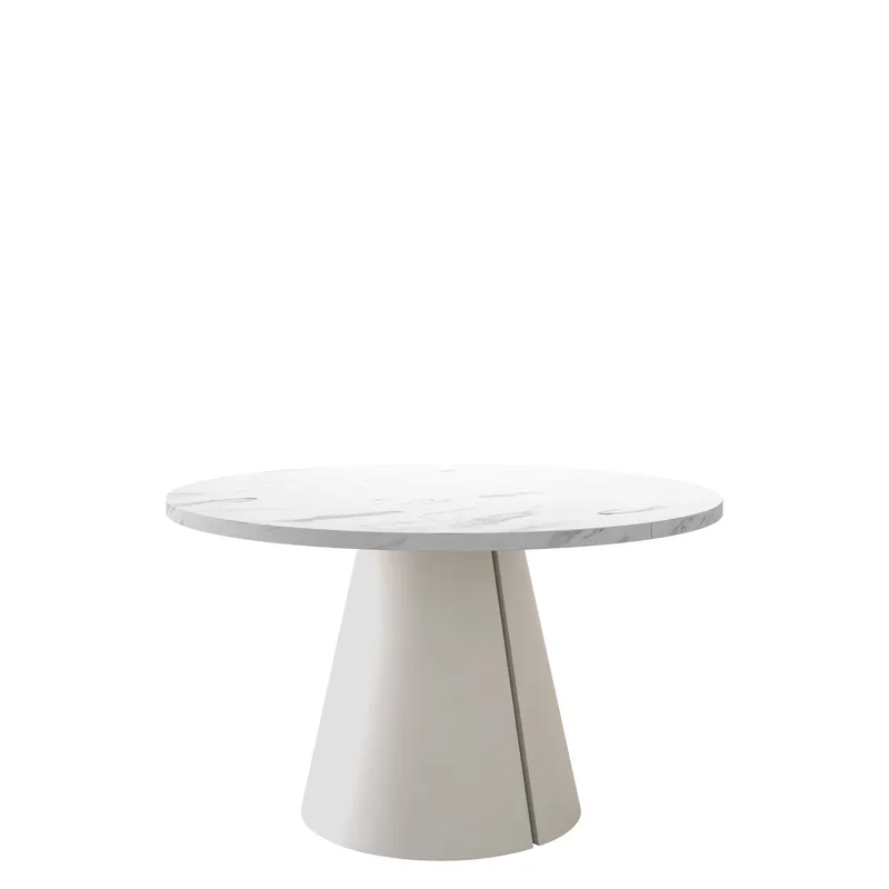 Aurion Spisebord rundt udtrækkeligt 120-196 cm - beige, hvid - Møbler - Borde - Spisebord og køkkenbord