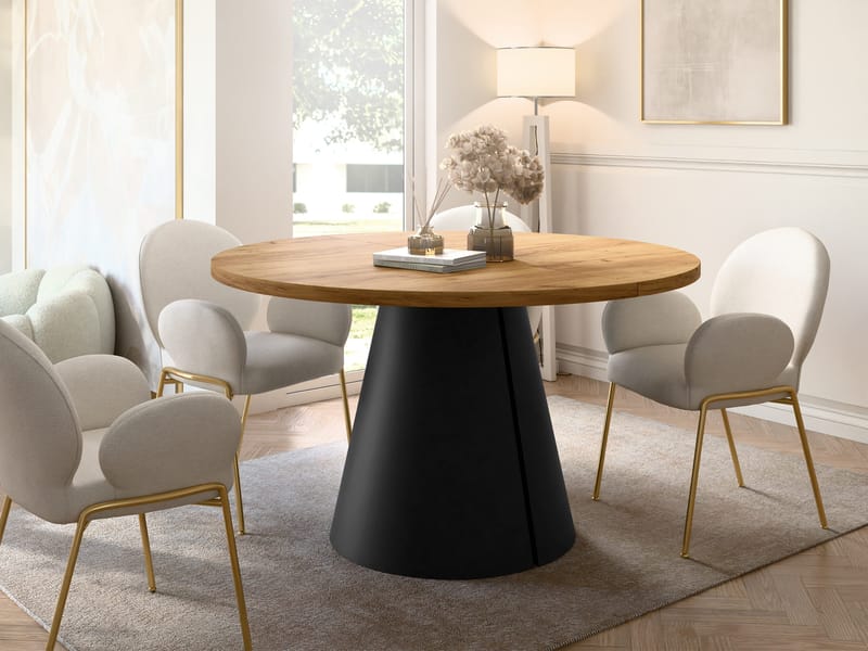 Aurion Spisebord rundt udtrækkeligt 120-196 cm - sort, natur - Møbler - Borde - Spisebord og køkkenbord