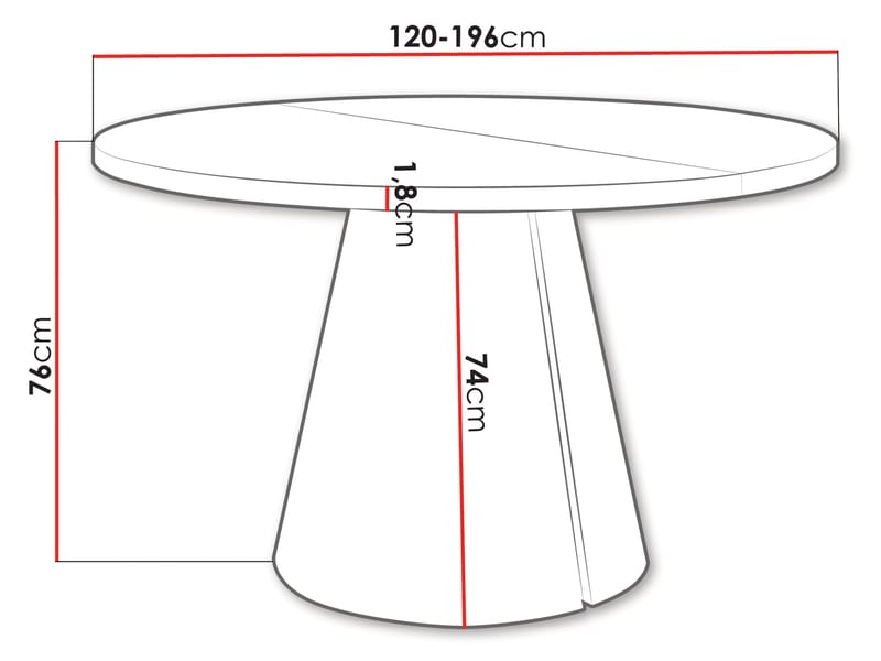 Aurion Spisebord rundt udtrækkeligt 120-196 cm - sort / hvid - Møbler - Borde - Spisebord og køkkenbord