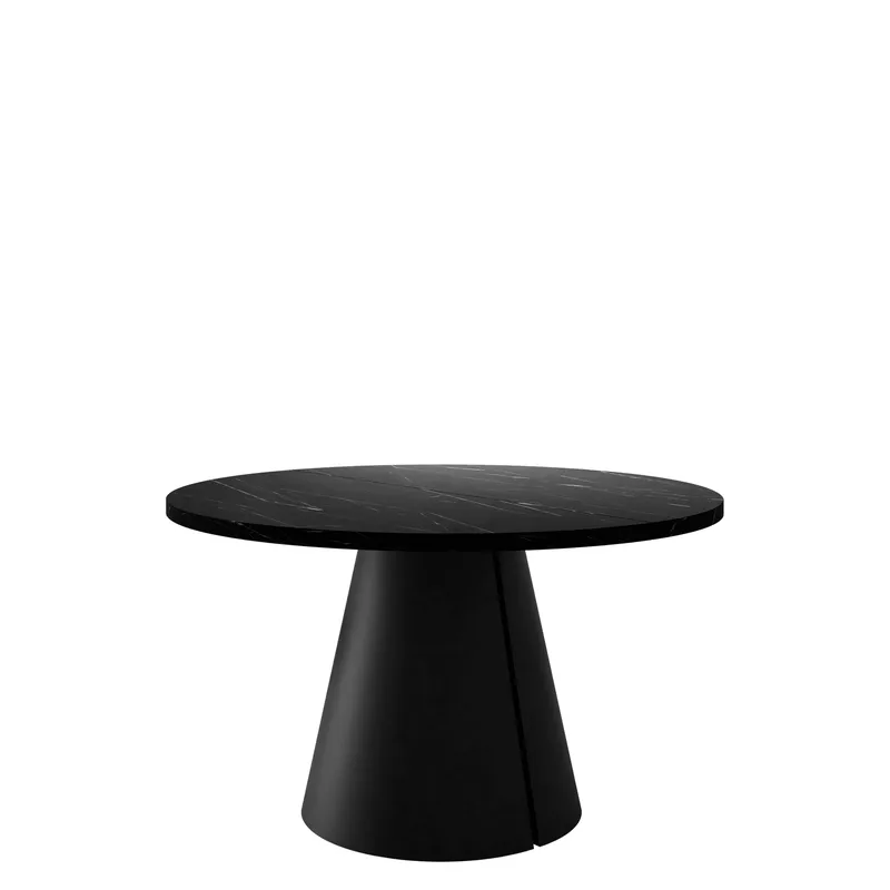 Aurion Spisebord rundt udtrækkeligt 120-196 cm, sort / sort marmor