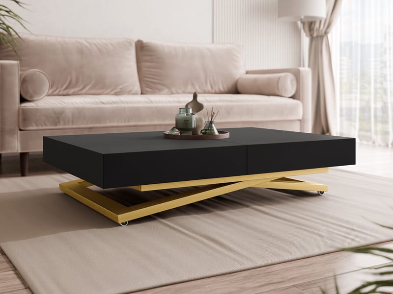 Avendi sofabord, udtrækkeligt 200 cm - guld, sort - Møbler - Borde - Sofabord