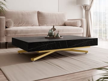 Avendi sofabord 120 cm - Guld, sort marmor - Møbler - Borde - Sofabord