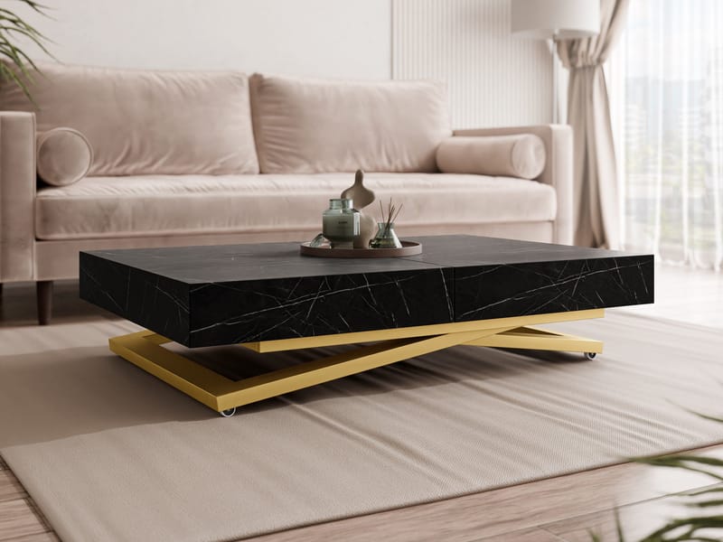 Avendi sofabord 120 cm - Guld/sort marmor - Møbler - Borde - Sofabord