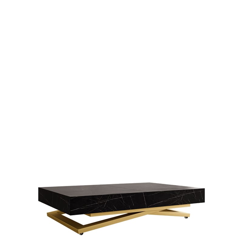 Avendi sofabord 120 cm, Guld/sort marmor