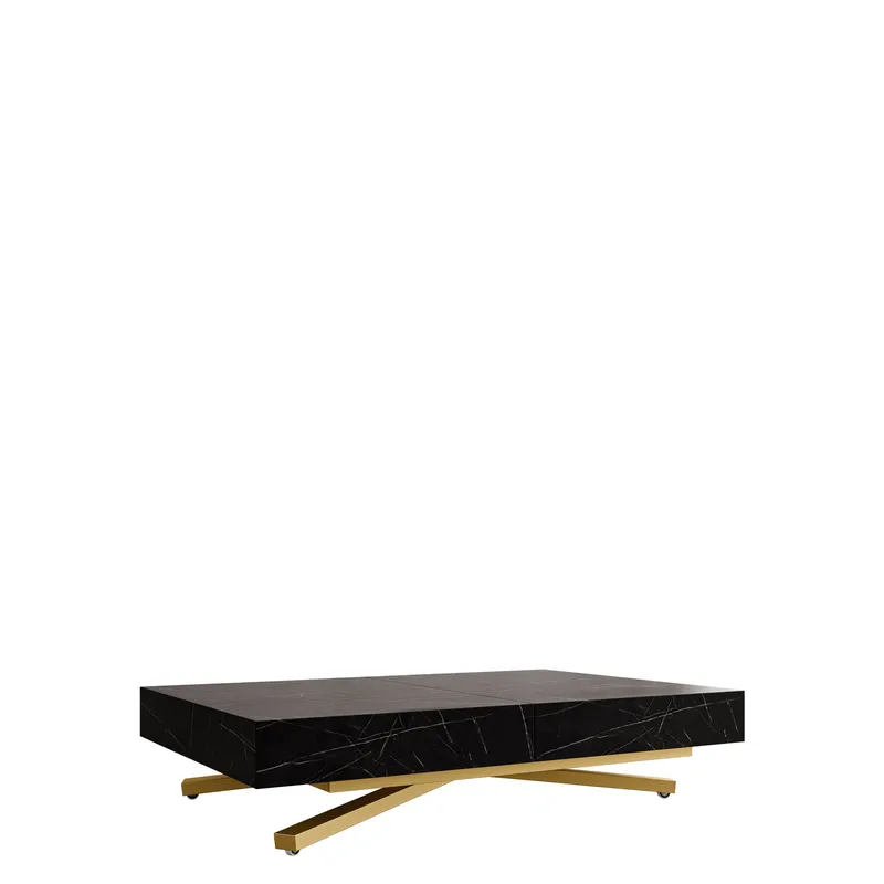 Avendi sofabord 120 cm, Guld/sort marmor
