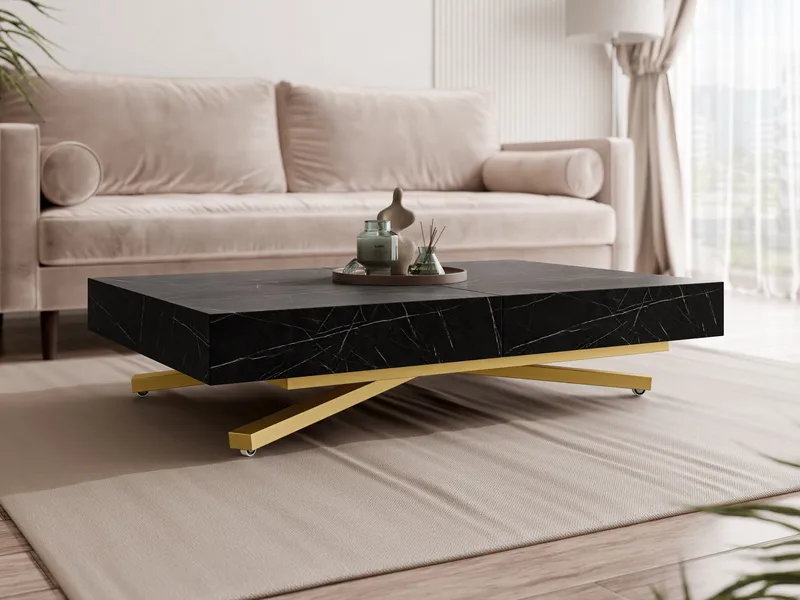 Avendi sofabord 120 cm - Guld/sort marmor - Møbler - Borde - Sofabord