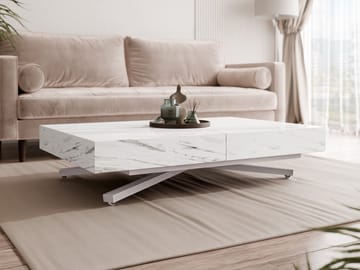 Avendi sofabord 120 cm - Sølv/hvid marmor - Møbler - Borde - Sofabord