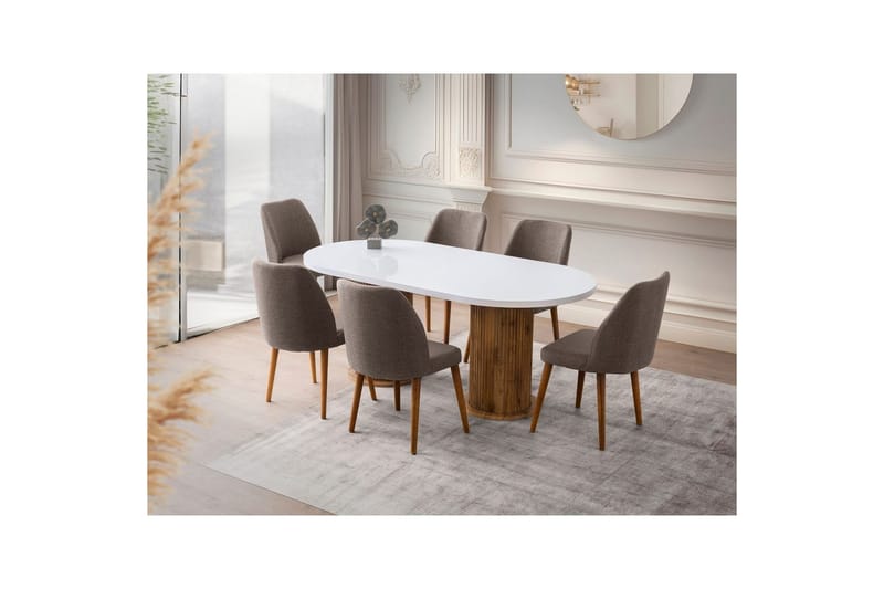 Babilas Spisebord 180 cm Oval - Hvid - Møbler - Borde - Spisebord og køkkenbord