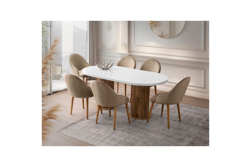 Babilas Spisebord 180 cm Oval - Hvid - Møbler - Borde - Spisebord og køkkenbord