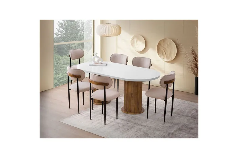 Babilas Spisebord 180 cm Oval - Hvid - Møbler - Borde - Spisebord og køkkenbord