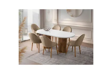 Babilas Spisebord 180 cm Oval - Hvid - Møbler - Borde - Spisebord og køkkenbord