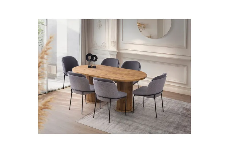 Babilas Spisebord 180 cm Oval - Valnød - Møbler - Borde - Spisebord og køkkenbord