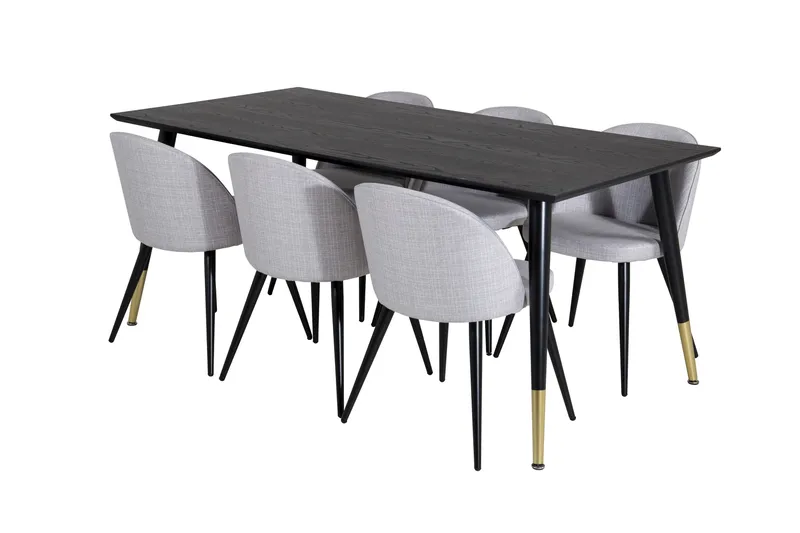 Balisa Matgruppe 180 cm Rektangulær med 6 Sedavi Stole - Sort - Møbler - Borde - Spisebordssæt