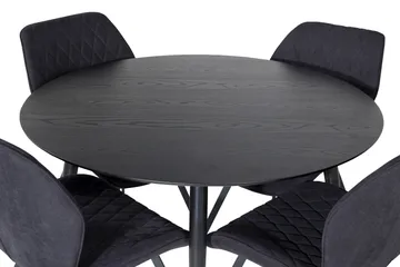 Balisa spisebordssæt 115 cm rundt inkl. 4 Sumoas-stole - Sort - Møbler - Borde - Spisebordssæt