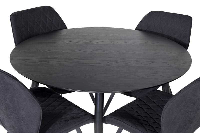 Balisa spisebordssæt 115 cm rundt inkl. 4 Sumoas-stole - Sort - Møbler - Borde - Spisebordssæt