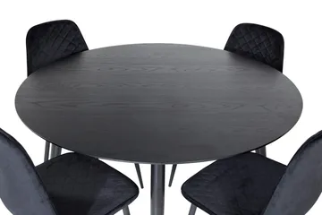 Balisa spisebordssæt 115 cm rundt inkl. 4 Ypas-stole - Sort - Møbler - Borde - Spisebordssæt