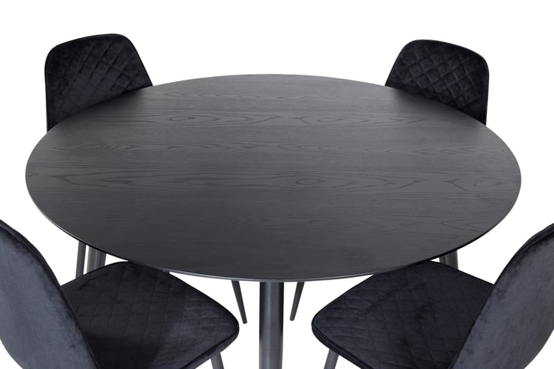 Balisa spisebordssæt 115 cm rundt inkl. 4 Ypas-stole - Sort - Møbler - Borde - Spisebordssæt