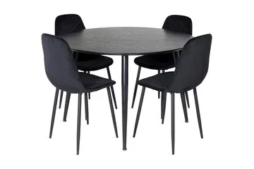 Balisa spisebordssæt 115 cm rundt inkl. 4 Ypas-stole - Sort - Møbler - Borde - Spisebordssæt