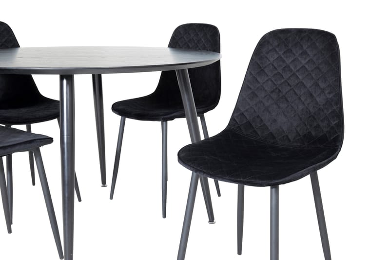 Balisa spisebordssæt 115 cm rundt inkl. 4 Ypas-stole - Sort - Møbler - Borde - Spisebordssæt