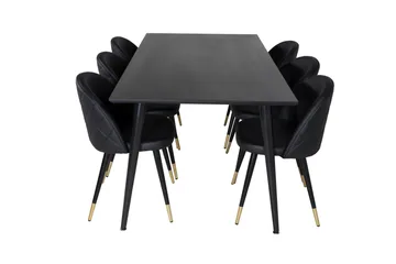 Balisa Spisebordssæt 180 cm inkl 6 Valera Stole - Sort/Messing - Møbler - Borde - Spisebordssæt