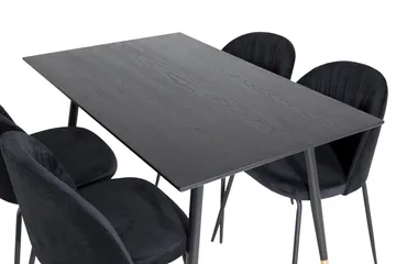 Balisa spisesæt 120 cm inkl. 4 Foyos-stole - Sort - Møbler - Borde - Spisebordssæt