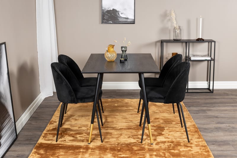 Balisa spisesæt 120 cm inkl. 4 Foyos-stole - Sort - Møbler - Borde - Spisebordssæt