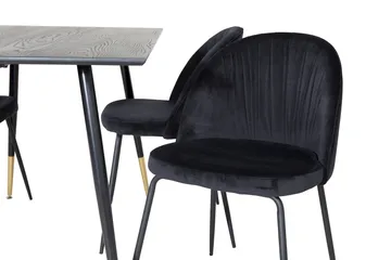 Balisa spisesæt 120 cm inkl. 4 Foyos-stole - Sort - Møbler - Borde - Spisebordssæt