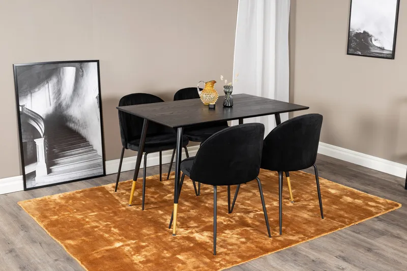 Balisa spisesæt 120 cm inkl. 4 Foyos-stole - Sort - Møbler - Borde - Spisebordssæt
