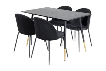 Balisa spisesæt 120 cm inkl. 4 Foyos-stole - Sort - Møbler - Borde - Spisebordssæt