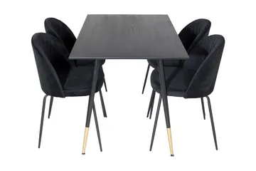Balisa spisesæt 120 cm inkl. 4 Foyos-stole - Sort - Møbler - Borde - Spisebordssæt