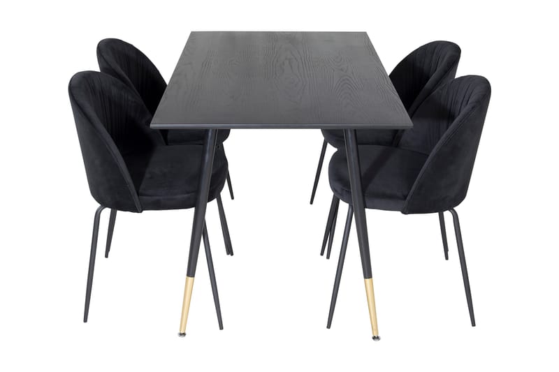 Balisa spisesæt 120 cm inkl. 4 Foyos-stole - Sort - Møbler - Borde - Spisebordssæt