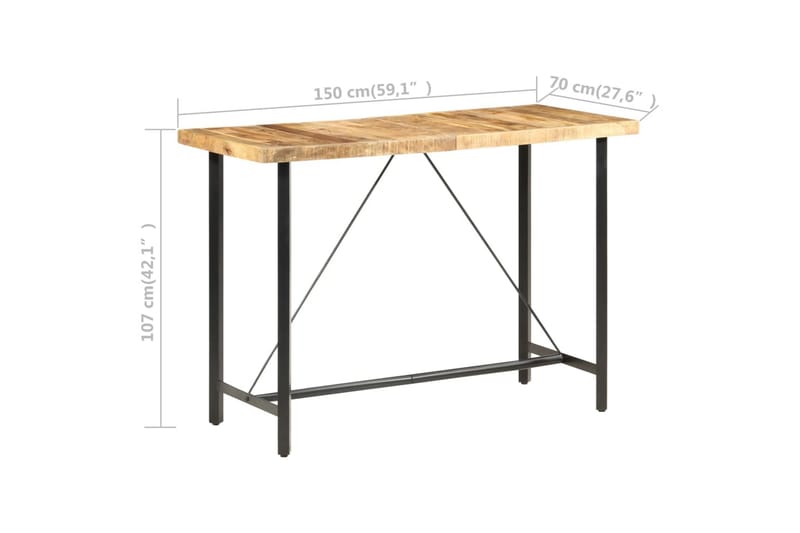 Barbord 150x70x107 cm Ru Mangotræ - Møbler - Borde - Barbord & ståbord