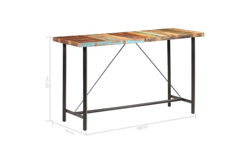 Barbord 180x70x107 cm Massivt Genbrugstræ - Brun - Møbler - Borde - Barbord & ståbord