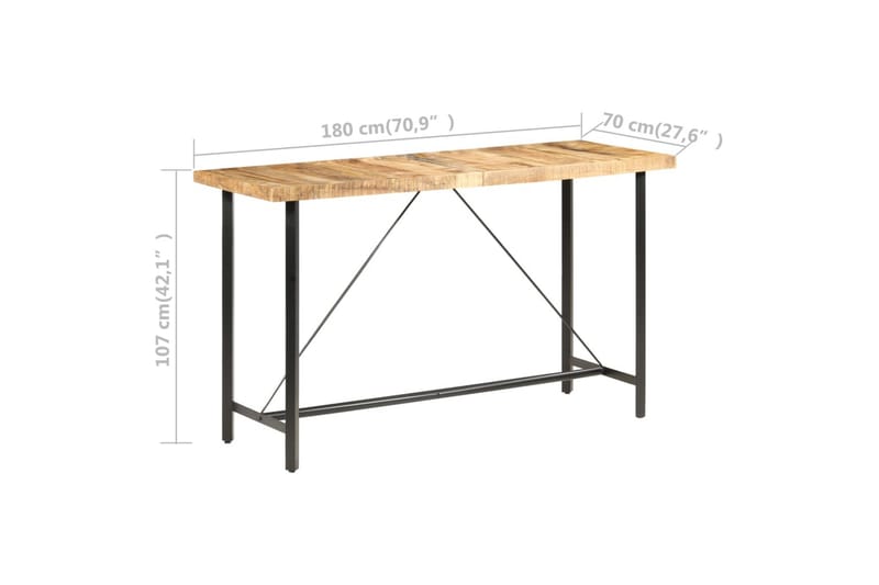 Barbord 180x70x107 cm Ru Mangotræ - Møbler - Borde - Barbord & ståbord
