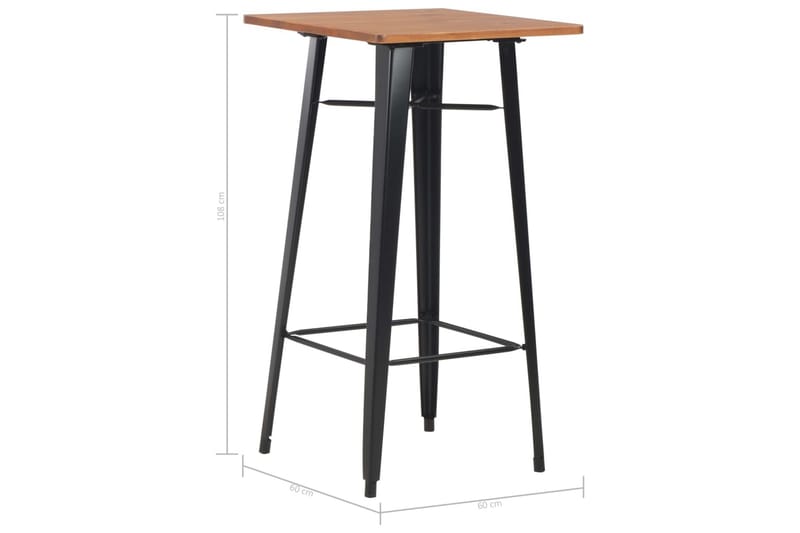 Barbord 60 X 60 X 108 Cm Massivt Fyrretræ Stål Sort - Sort - Møbler - Borde - Barbord & ståbord
