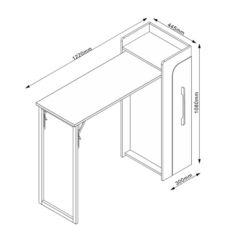 Barbord HOME4YOU Hedvig sammenklappelig 122x44,5x108 cm ask/sort - ask/sort - Møbler - Borde - Barbord & ståbord