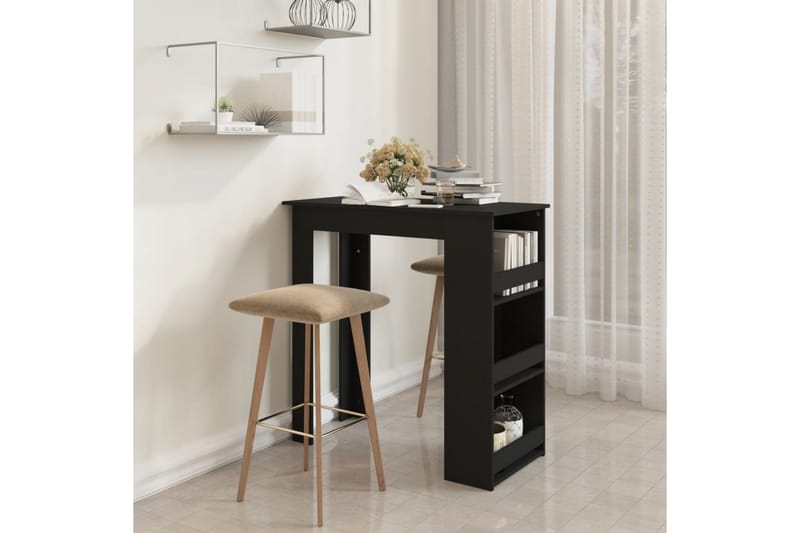 barbord m. opbevaringsstativ 102x50x103,5 cm spånplade sort - Sort - Møbler - Borde - Barbord & ståbord