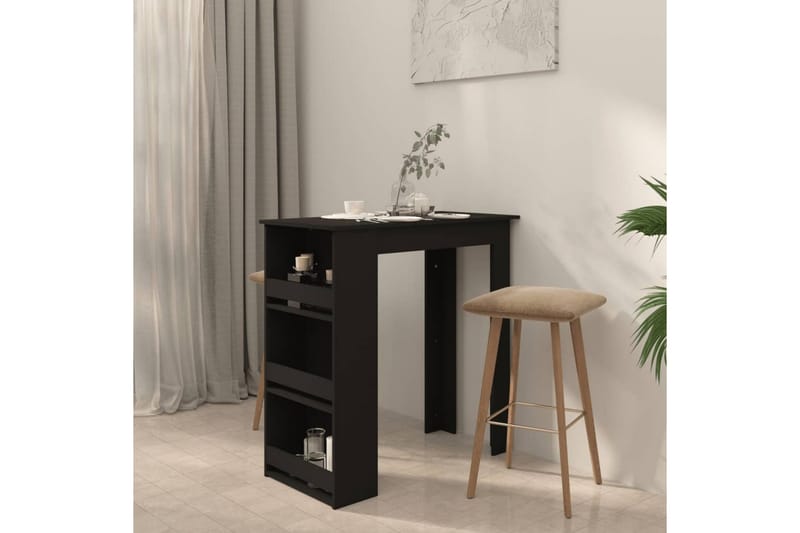 barbord m. opbevaringsstativ 102x50x103,5 cm spånplade sort - Sort - Møbler - Borde - Barbord & ståbord