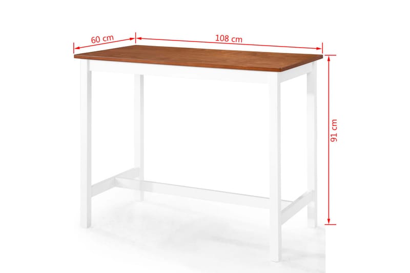Barbord Massivt Træ 108 X 60 X 91 Cm - Brun - Møbler - Borde - Barbord & ståbord