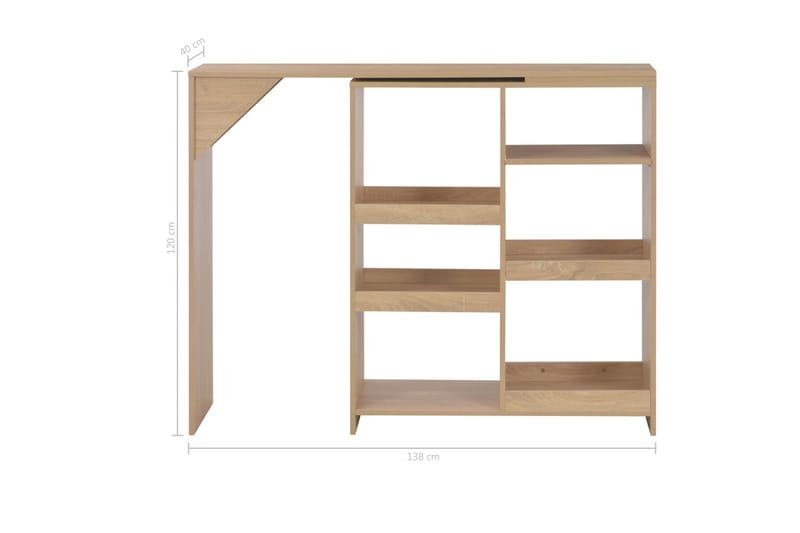 Barbord Med Bevægelig Hylde 138 X 40 X 120 Cm Egetræsfarve - Brun - Møbler - Borde - Barbord & ståbord