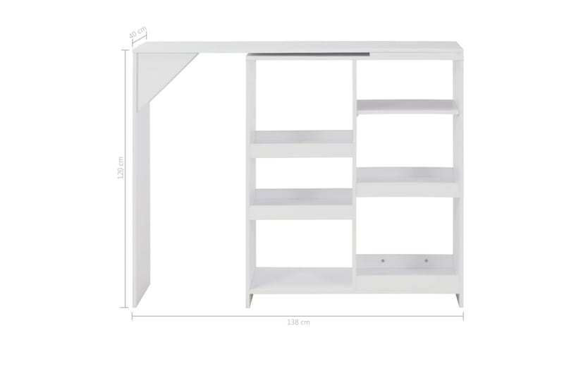 Barbord Med Bevægelig Hylde 138 X 40 X 120 Cm Hvid - Hvid - Møbler - Borde - Barbord & ståbord