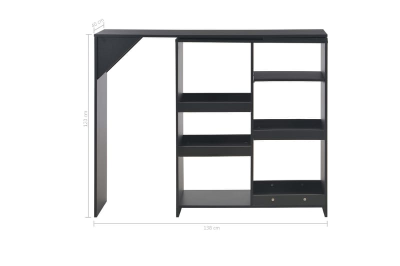 Barbord Med Bevægelig Hylde 138 X 40 X 120 Cm Sort - Sort - Møbler - Borde - Barbord & ståbord