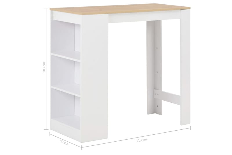 Barbord Med Hylde 110 X 50 X 103 Cm Hvid - Hvid - Møbler - Borde - Barbord & ståbord