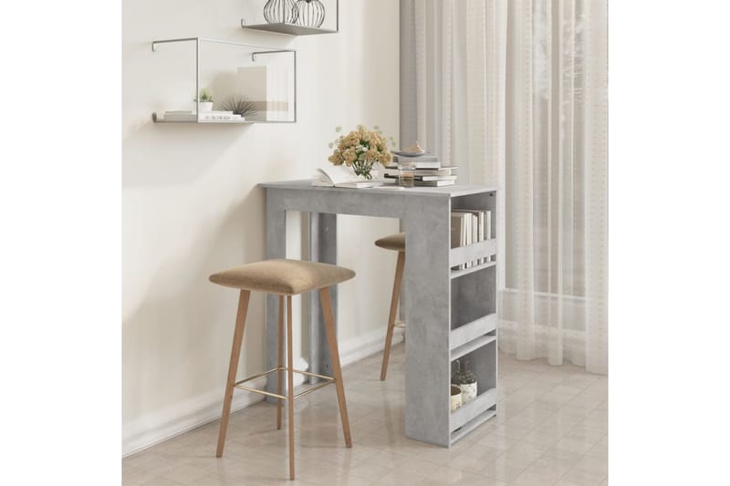 barbord med opbevaringsstativ 102x50x103,5 cm betongrå - Grå - Møbler - Borde - Barbord & ståbord