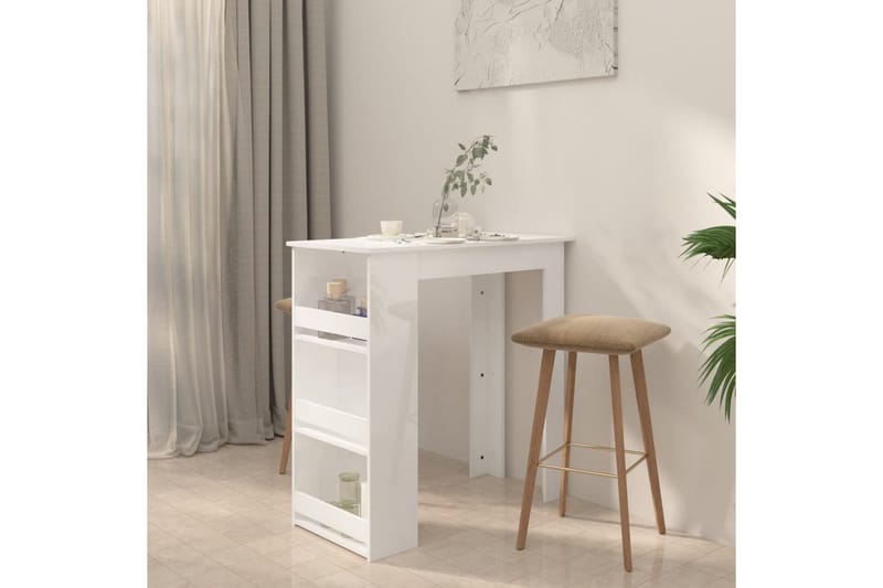 barbord med opbevaringsstativ 102x50x103,5 cm hvid højglans - Hvid - Møbler - Borde - Barbord & ståbord