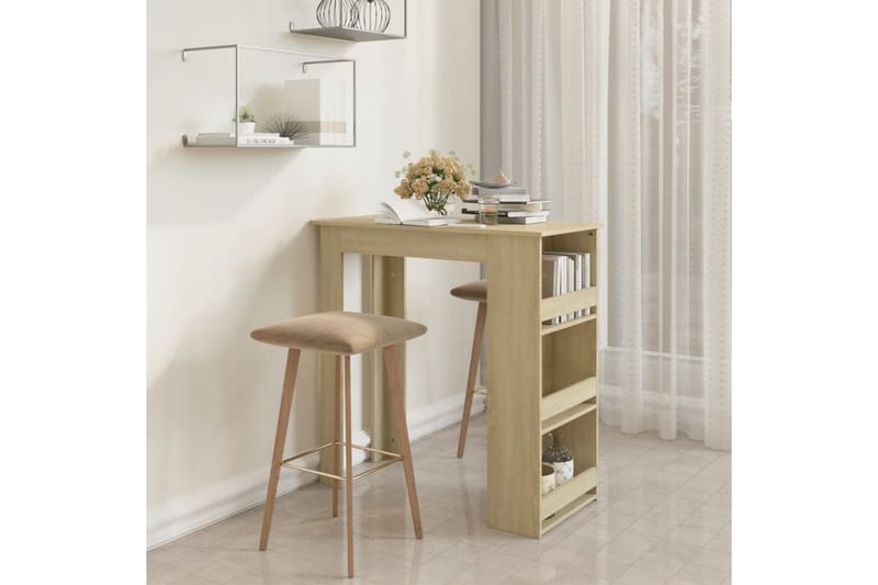 barbord med opbevaringsstativ 102x50x103,5 cm spånplade sono - Beige - Barbord & ståbord - Barbord med opbevaring