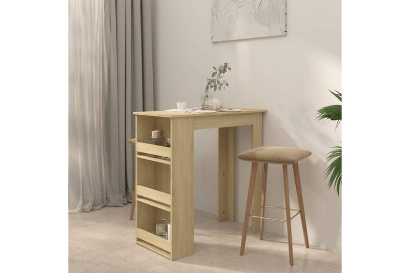 barbord med opbevaringsstativ 102x50x103,5 cm spånplade sono - Beige - Barbord & ståbord - Barbord med opbevaring