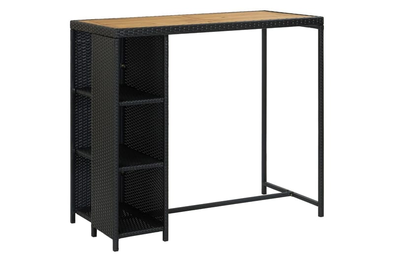 Barbord med opbevaringsstativ 120x60x110 cm polyrattan sort - Sort - Barbord & ståbord